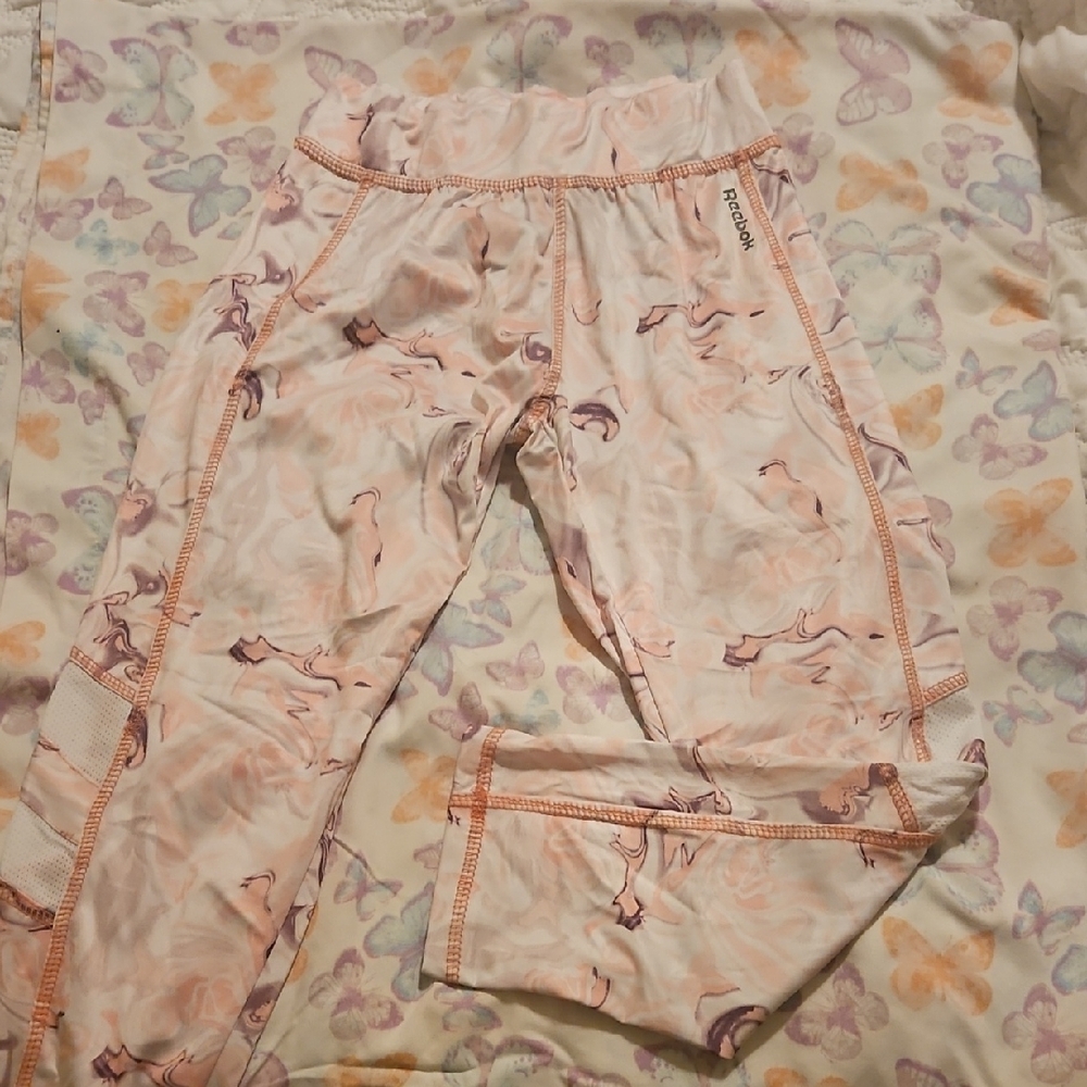 Reebok Pink and Purple Patterned Leggings
